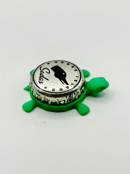 Goose Island Sodas - Bottle Cap Magnet Turtle Shell Shocked Art