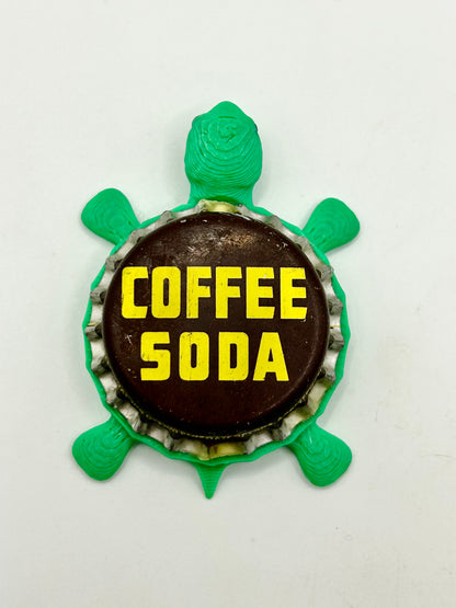 Coffee Soda - Bottle Cap Magnet Turtle Shell Shocked Art