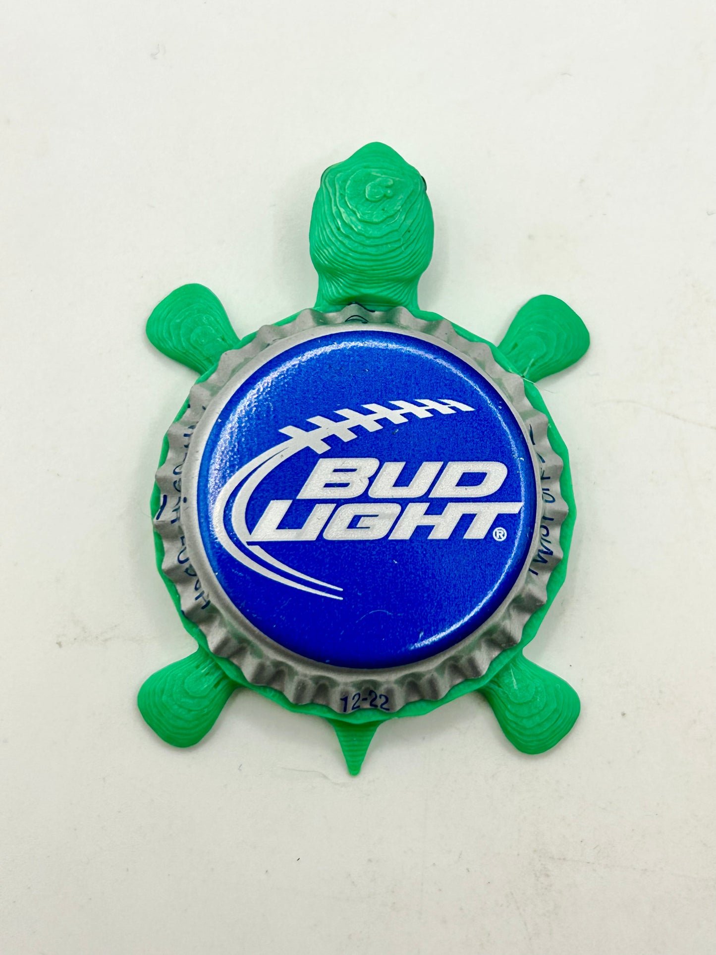 Bud Light (Football) - Bottle Cap Magnet Turtle Shell Shocked Art