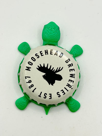 Moosehead (White Cap) - Bottle Cap Magnet Turtle Shell Shocked Art