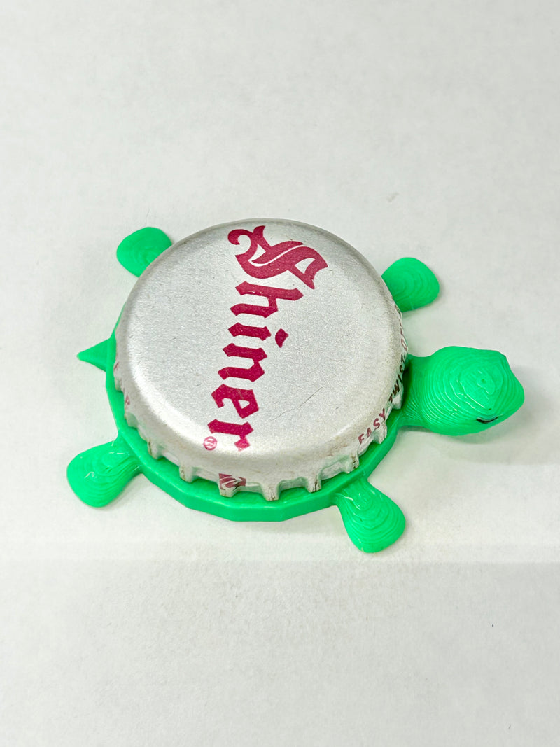 Shiner (Vintage Red Text) - Bottle Cap Magnet Turtle Shell Shocked Art