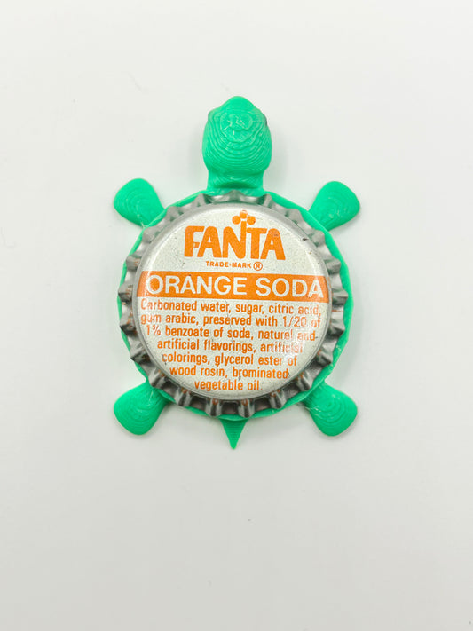 Fanta Orange Soda (Vintage) - Bottle Cap Magnet Turtle