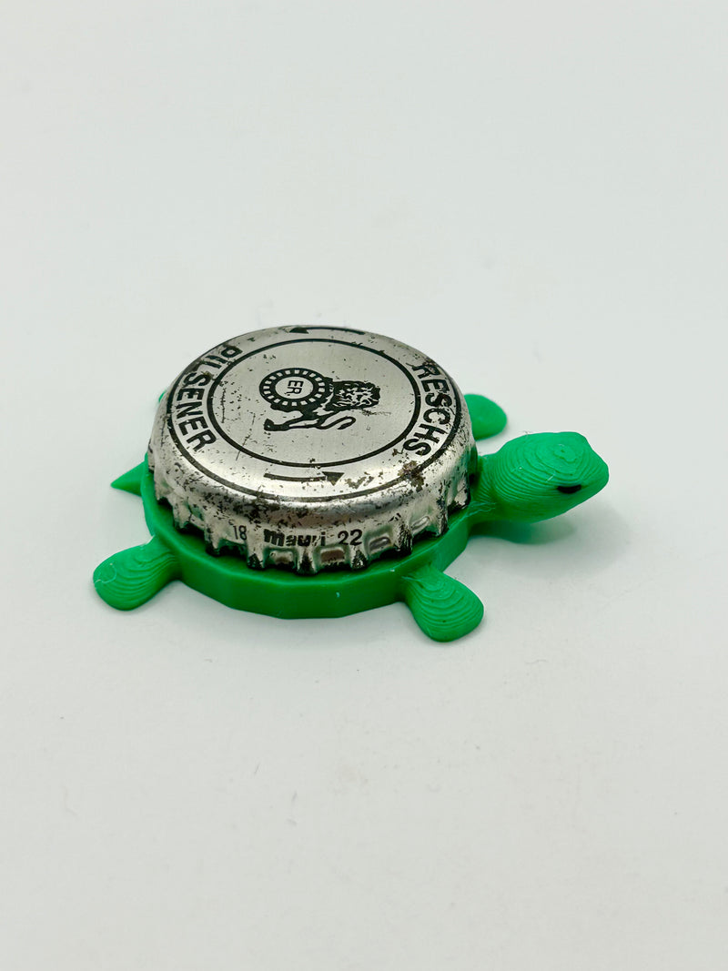 Reschs Pilsener - Bottle Cap Magnet Turtle Shell Shocked Art