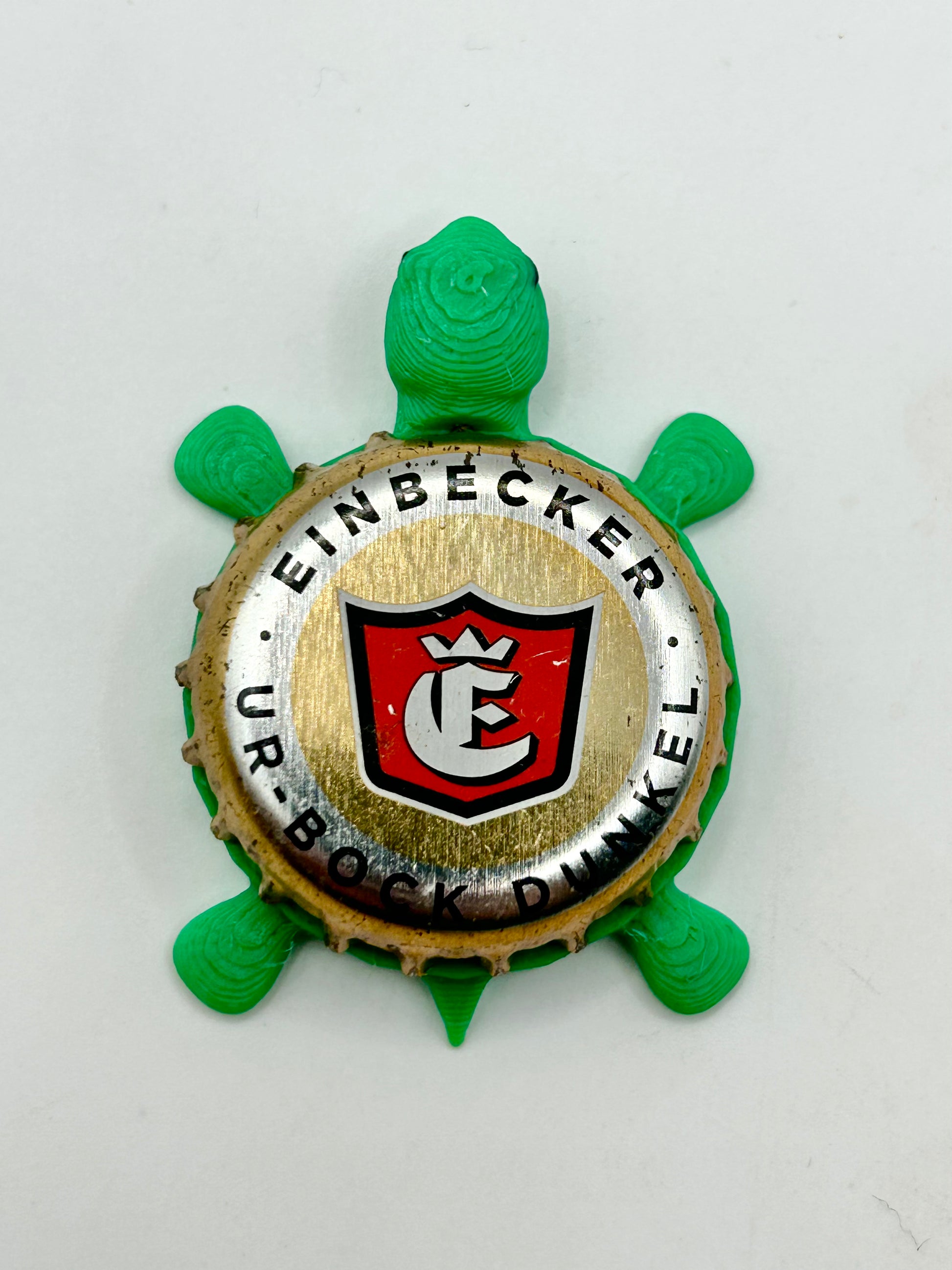 Einbecker German Beer (Ur-Bock Dunkel) - Bottle Cap Magnet Turtle Shell Shocked Art