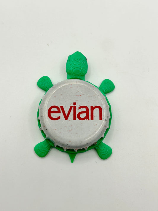 Evian Water - Bottle Cap Magnet Turtle