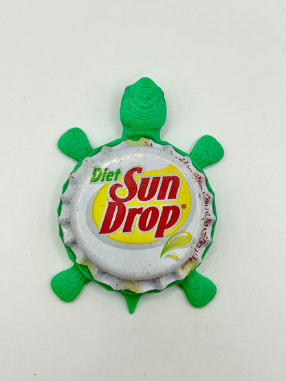 Diet Sun Drop Citrus Soda - Bottle Cap Magnet Turtle Shell Shocked Art