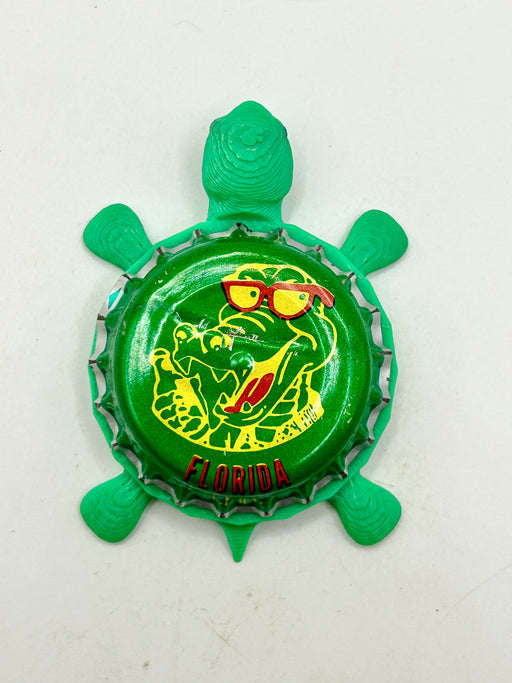 Growlin’ Gator Lager - Bottle Cap Magnet Turtle Shell Shocked Art