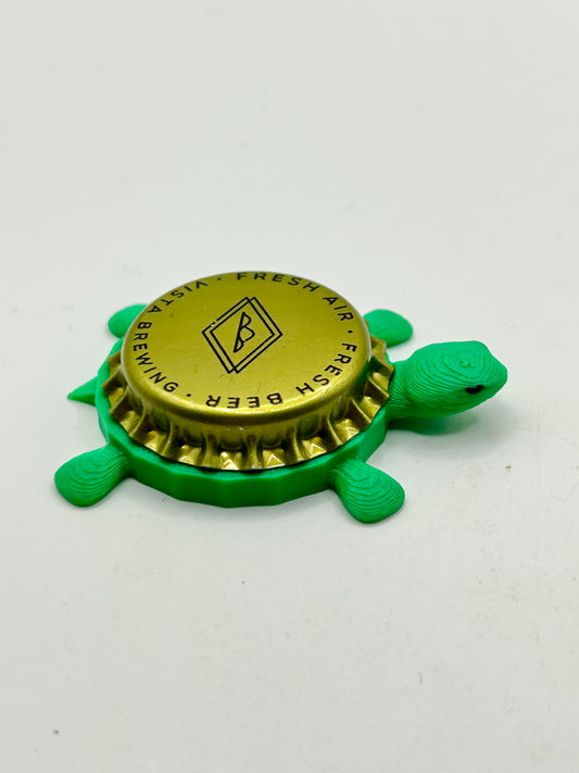 Vista Brewing - Bottle Cap Magnet Turtle Shell Shocked Art