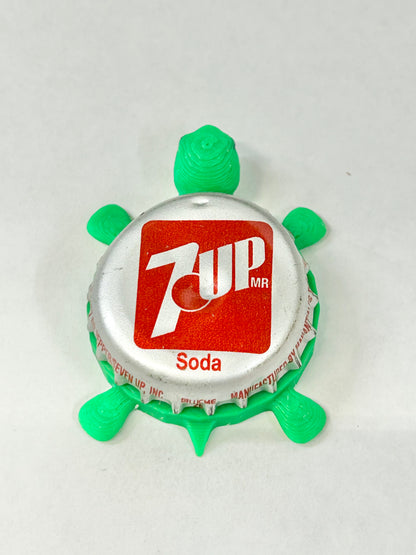 7Up Soda (Red Square) - Bottle Cap Magnet Turtle Shell Shocked Art