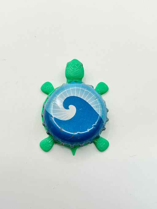 Beach Haus (Blue & White Sun Rays) - Bottle Cap Magnet Turtle Shell Shocked Art