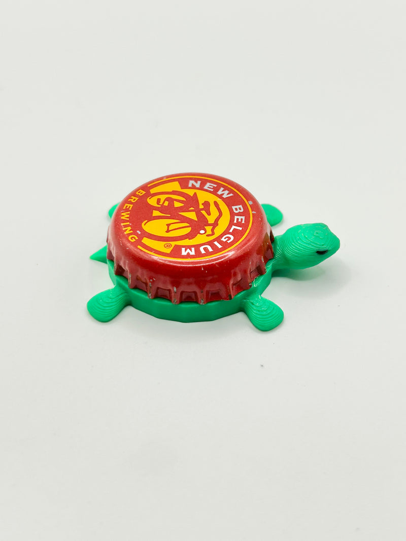 New Belgium Brewing (Retro Gold Design) - Bottle Cap Magnet Turtle Shell Shocked Art