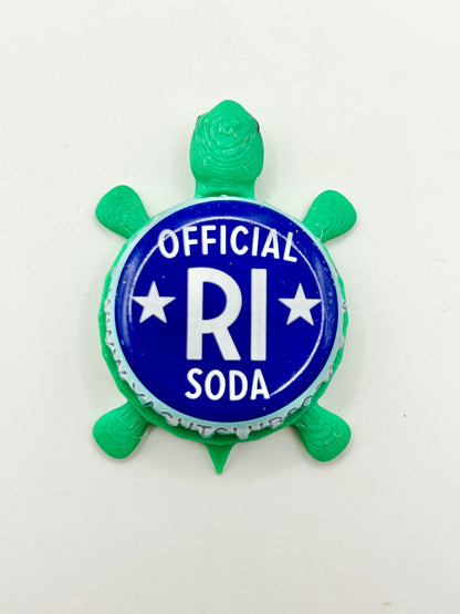 Official RI Soda (Yacht Club Soda) - Bottle Cap Magnet Turtle Shell Shocked Art
