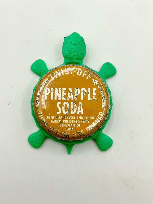 Pineapple Soda - Bottle Cap Magnet Turtle Shell Shocked Art