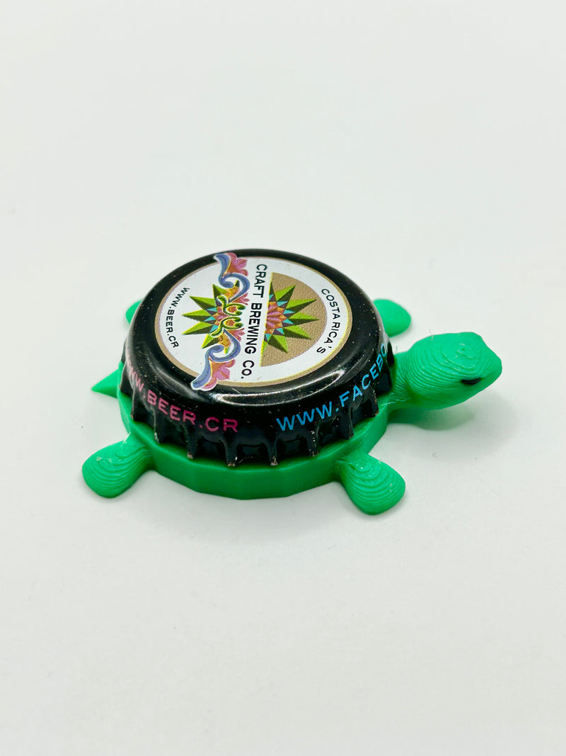 Costa Rica Brewing - Bottle Cap Magnet Turtle Shell Shocked Art