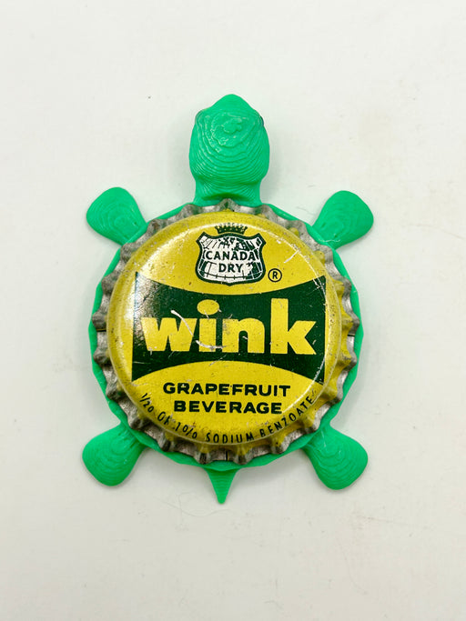 Wink Grapefruit Drink - Bottle Cap Magnet Turtle Shell Shocked Art