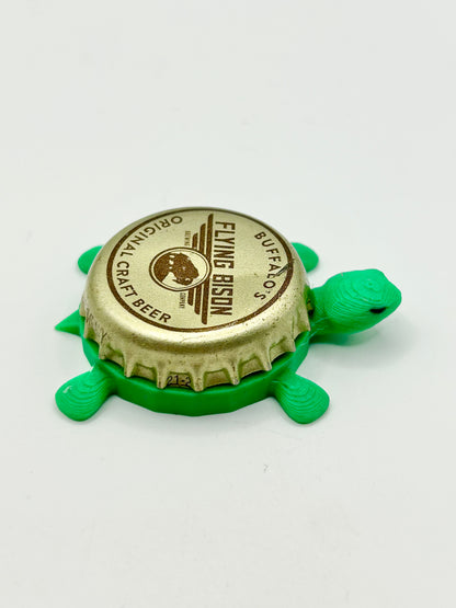 Flying Bison Brewing (Original Craft Beer) - Bottle Cap Magnet Turtle Shell Shocked Art