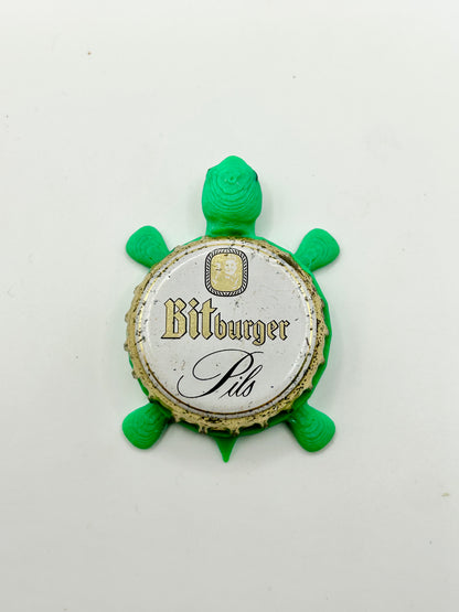Bitburger Pils - Bottle Cap Magnet Turtle Shell Shocked Art