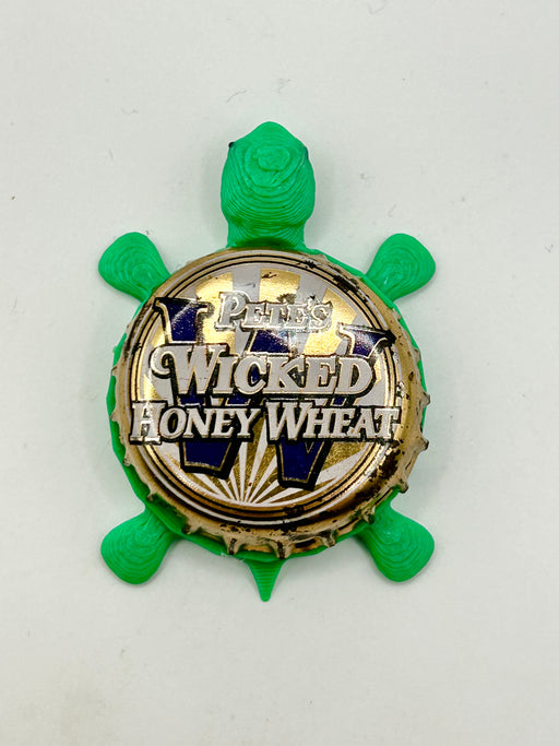 Pete's Wicked Honey Wheat - Bottle Cap Magnet Turtle Shell Shocked Art