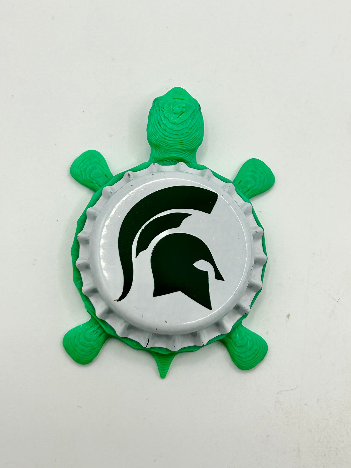 Michigan State Spartans - Bottle Cap Magnet Turtle Shell Shocked Art