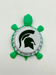 Michigan State Spartans - Bottle Cap Magnet Turtle Shell Shocked Art