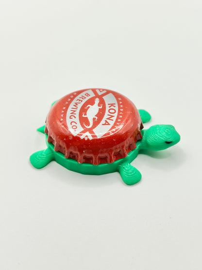 Kona Brewing (Vintage Red with Text) - Bottle Cap Magnet Turtle Shell Shocked Art