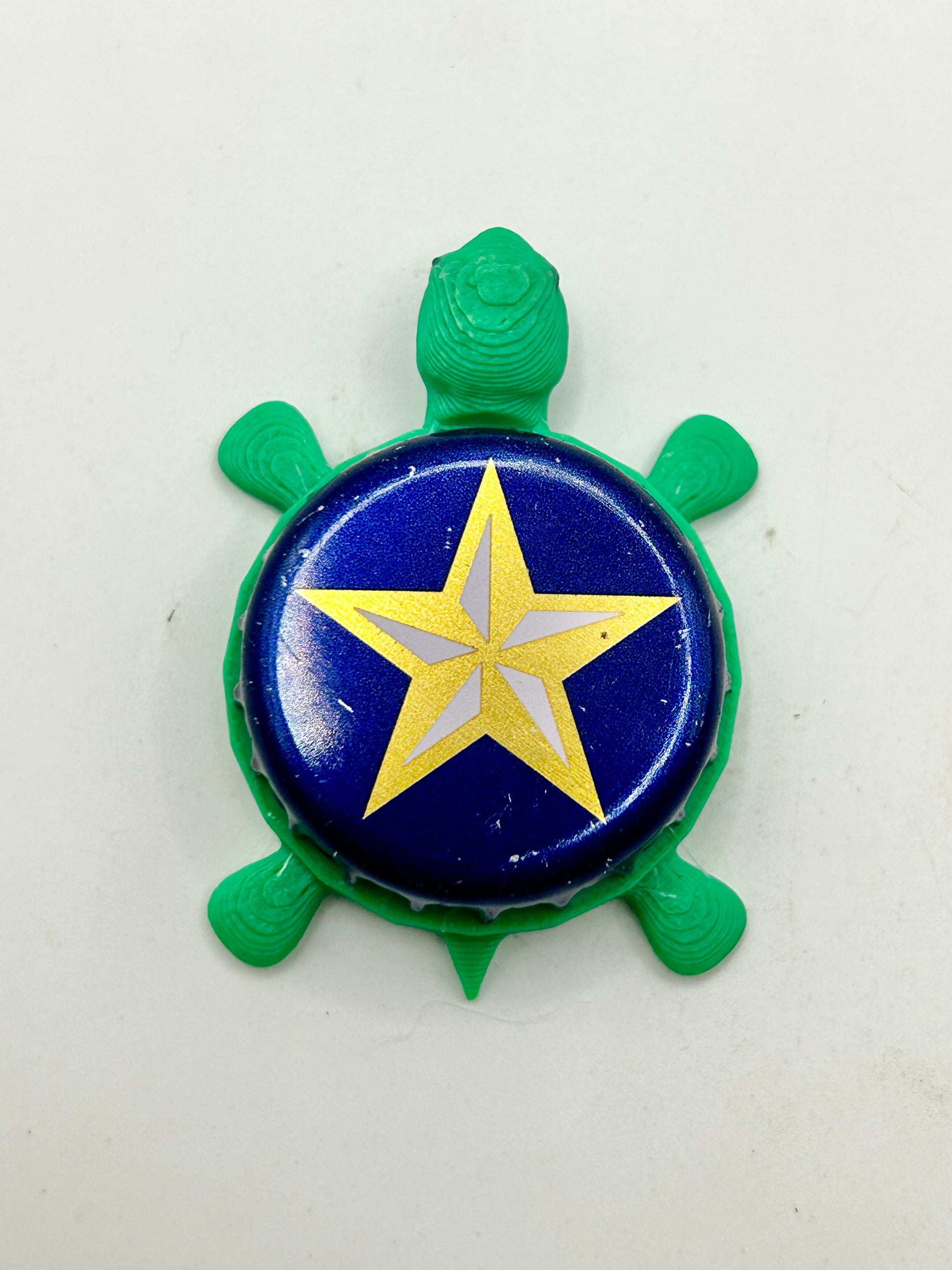Lone Star Beer (Blue) - Bottle Cap Magnet Turtle Shell Shocked Art