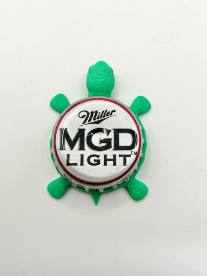 MGD Miller Genuine Draft Light (Vintage Design 2) - Bottle Cap Magnet Turtle Shell Shocked Art