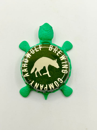 Aardwolf Brewing - Bottle Cap Magnet Turtle Shell Shocked Art