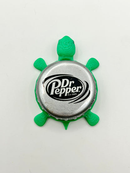 Dr Pepper Soda (Silver and Black) - Bottle Cap Magnet Turtle Shell Shocked Art