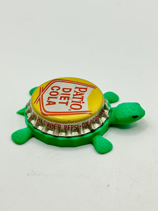 Patio Diet Cola - Bottle Cap Magnet Turtle Shell Shocked Art