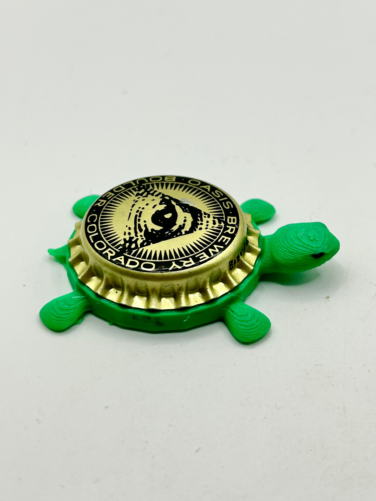 Oasis Brewery - Bottle Cap Magnet Turtle Shell Shocked Art