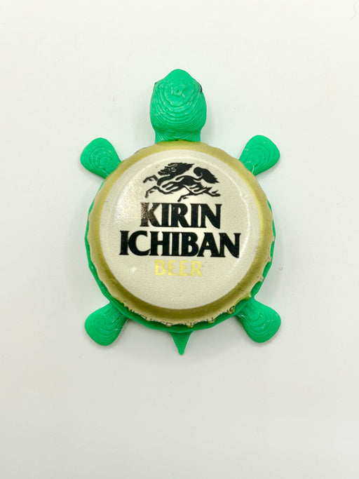 Kirin Ichiban Beer - Bottle Cap Magnet Turtle Shell Shocked Art
