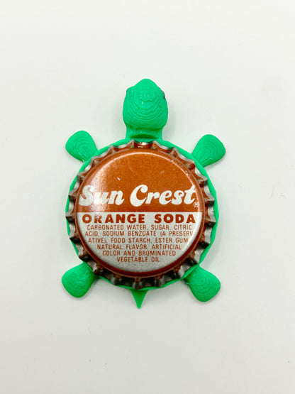 Sun Crest Orange Soda - Bottle Cap Magnet Turtle Shell Shocked Art