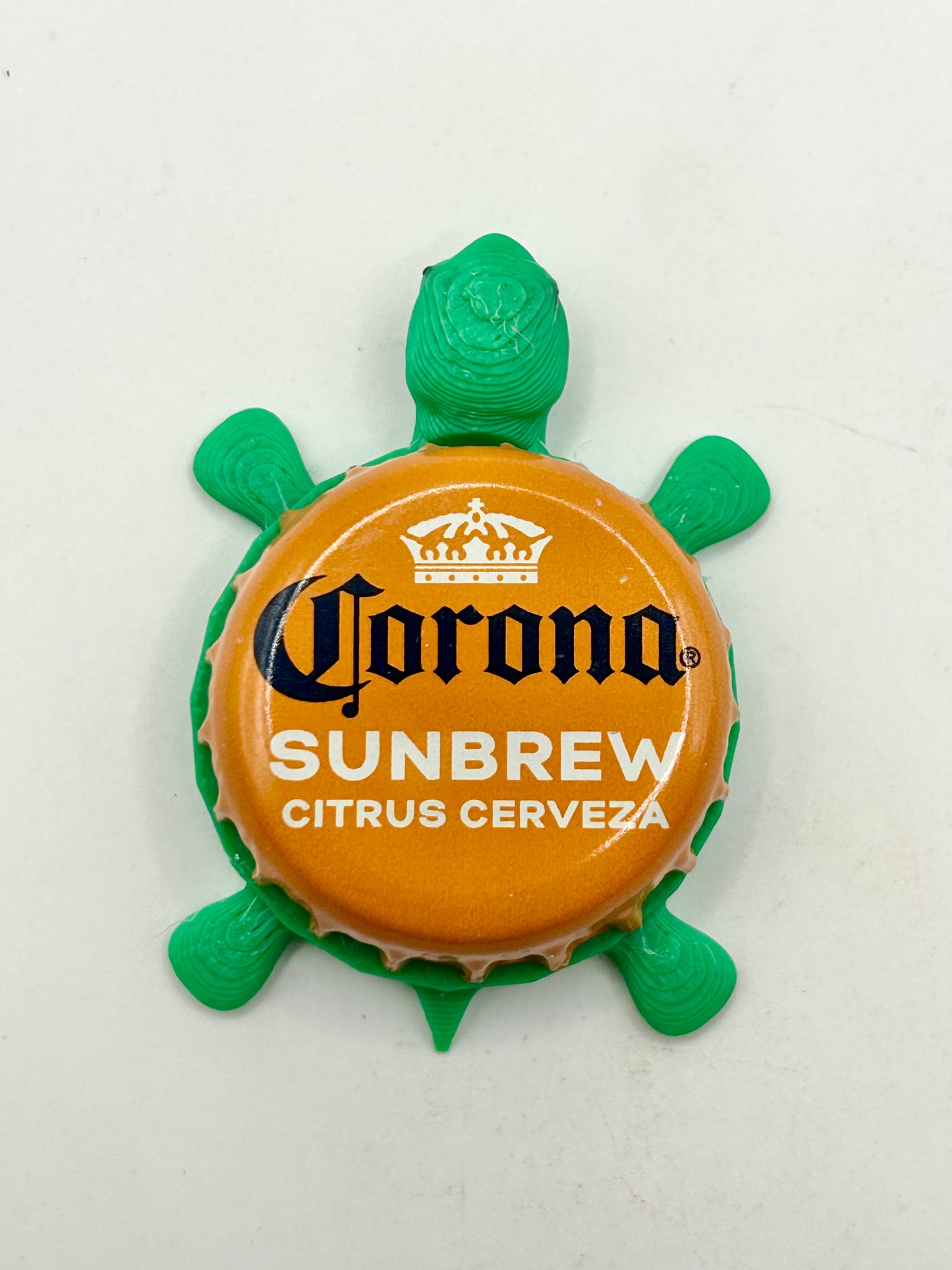 Corona Sunbrew Citrus Cerveza - Bottle Cap Magnet Turtle Shell Shocked Art