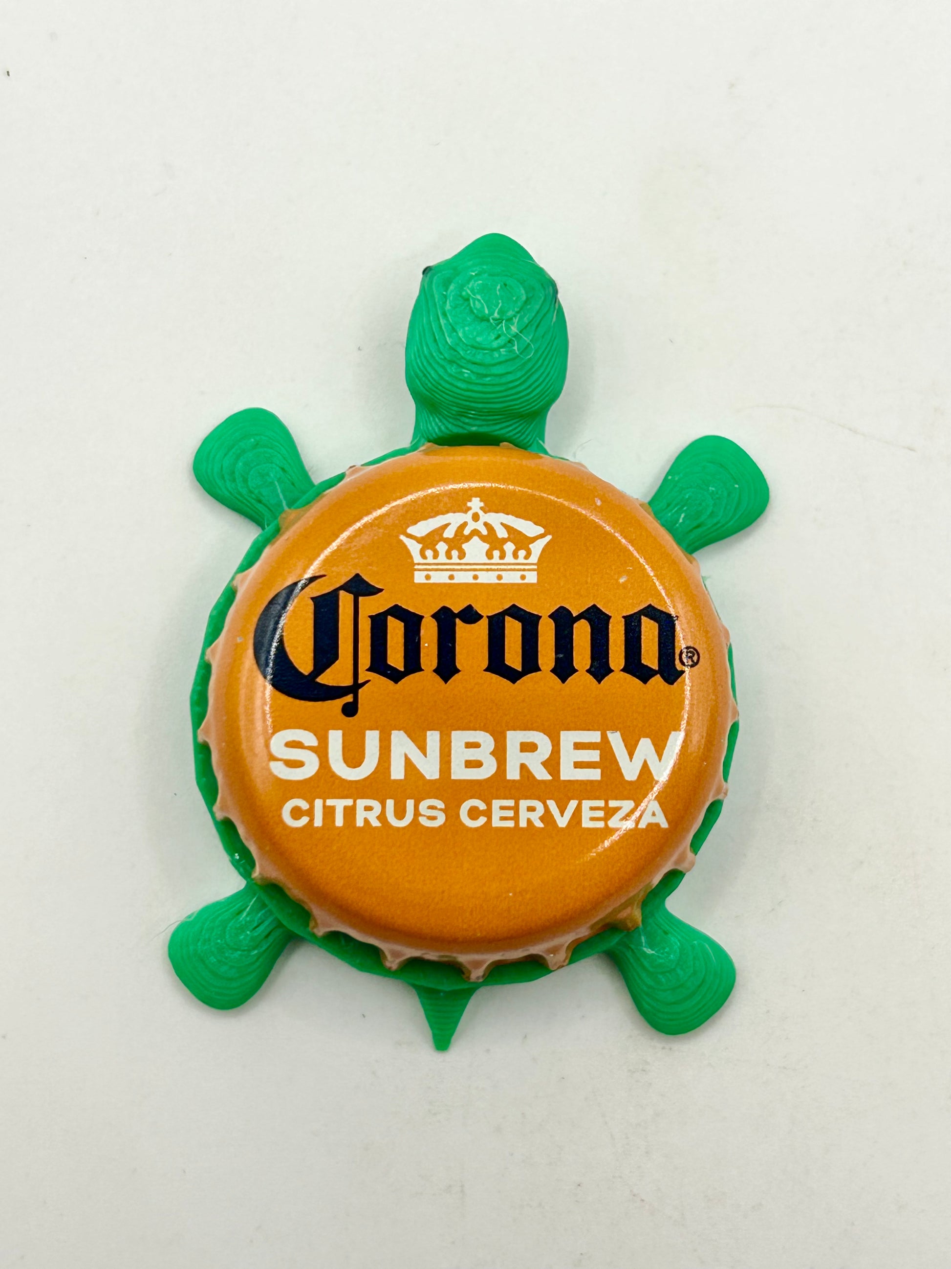 Corona Sunbrew Citrus Cerveza - Bottle Cap Magnet Turtle Shell Shocked Art