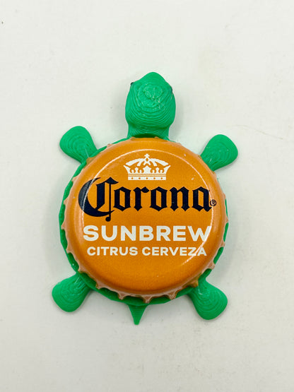 Corona Sunbrew Citrus Cerveza - Bottle Cap Magnet Turtle Shell Shocked Art