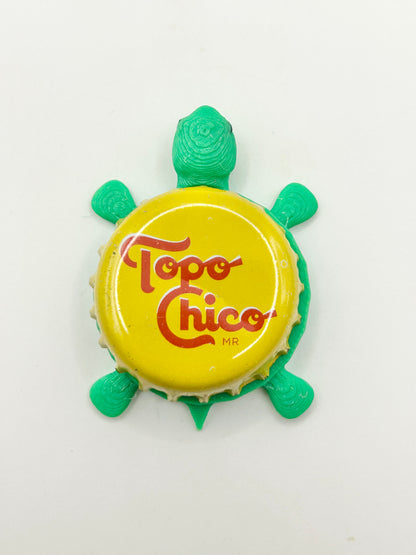 Topo Chico (Vintage All Yellow) - Bottle Cap Magnet Turtle Shell Shocked Art