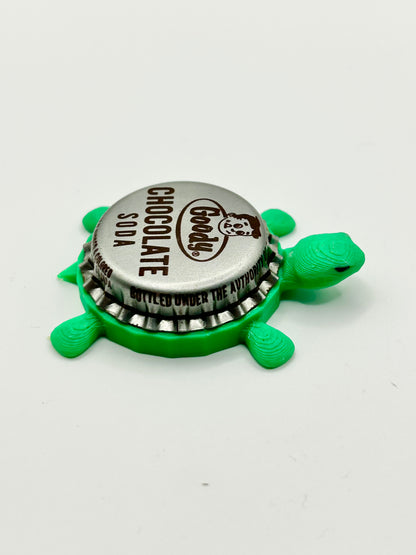 Goody Chocolate Soda - Bottle Cap Magnet Turtle Shell Shocked Art