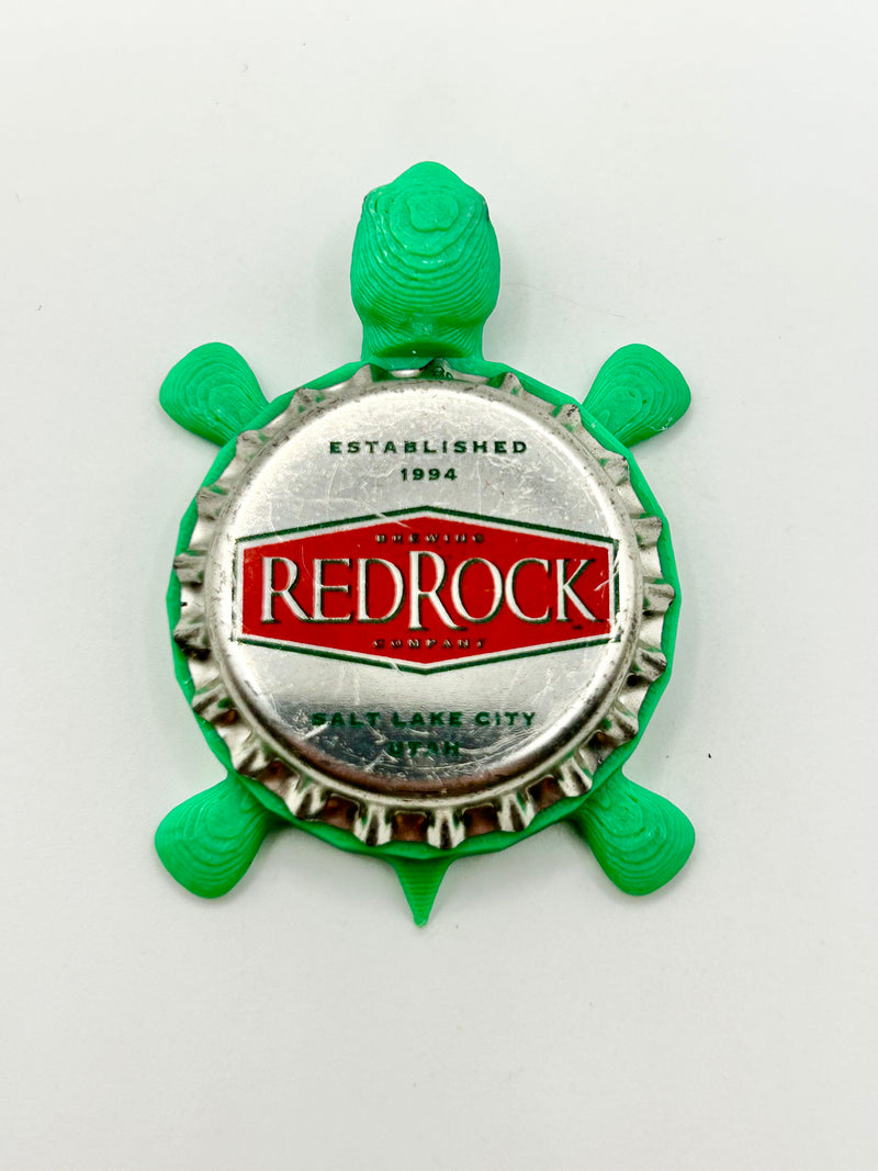 Red Rock Brewing - Bottle Cap Magnet Turtle Shell Shocked Art