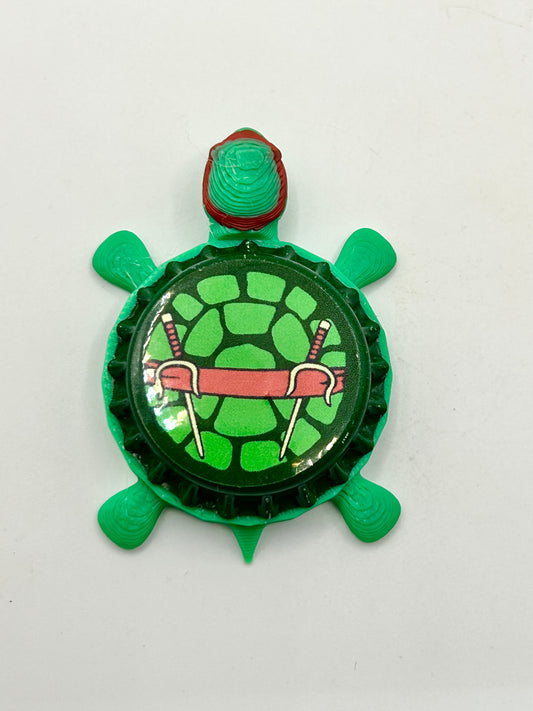 Raphael TMNT (Weapons) - Bottle Cap Magnet Turtle Shell Shocked Art
