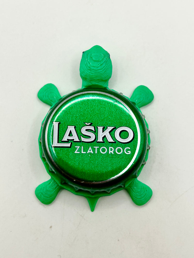 Lasko Zlatorog Beer - Bottle Cap Magnet Turtle Shell Shocked Art