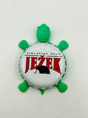Jezek - Pivovar Jihlava Brewing - Bottle Cap Magnet Turtle Shell Shocked Art