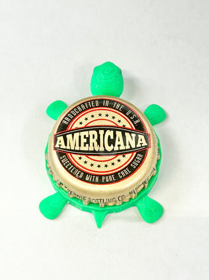 Americana Soda - Bottle Cap Magnet Turtle Shell Shocked Art