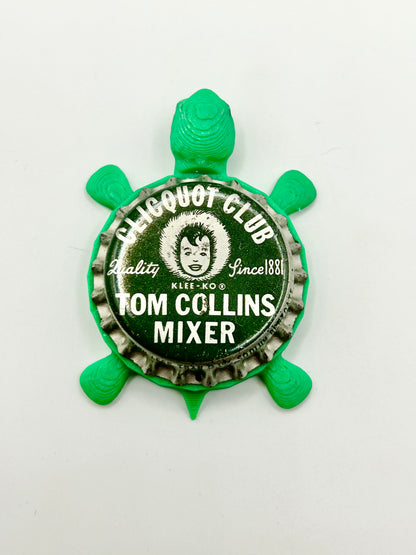 Clicquot Club Tom Collins Mixer- Bottle Cap Magnet Turtle Shell Shocked Art