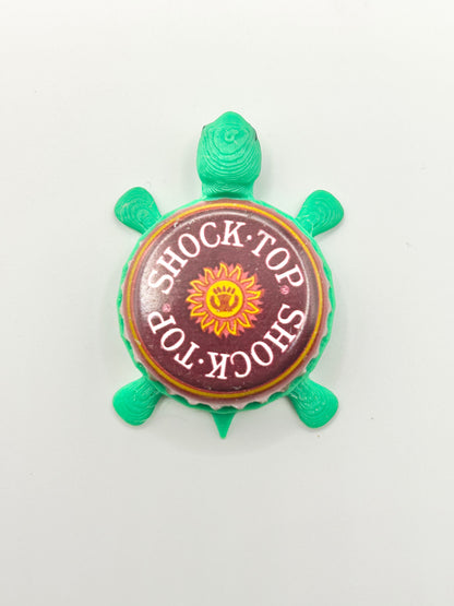 Shock Top Raspberry Wheat - Bottle Cap Magnet Turtle Shell Shocked Art