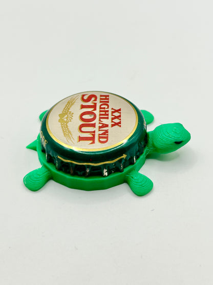 Mackeson XXX Highland Stout - Bottle Cap Magnet Turtle Shell Shocked Art