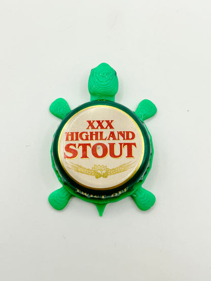 Mackeson XXX Highland Stout - Bottle Cap Magnet Turtle Shell Shocked Art