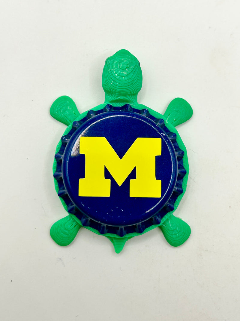 Michigan Wolverines - Bottle Cap Magnet Turtle Shell Shocked Art