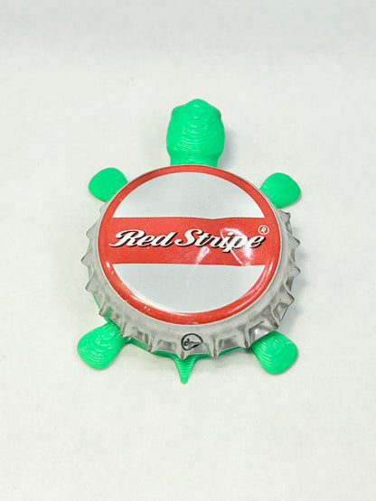 Red Stripe - Bottle Cap Magnet Turtle Shell Shocked Art