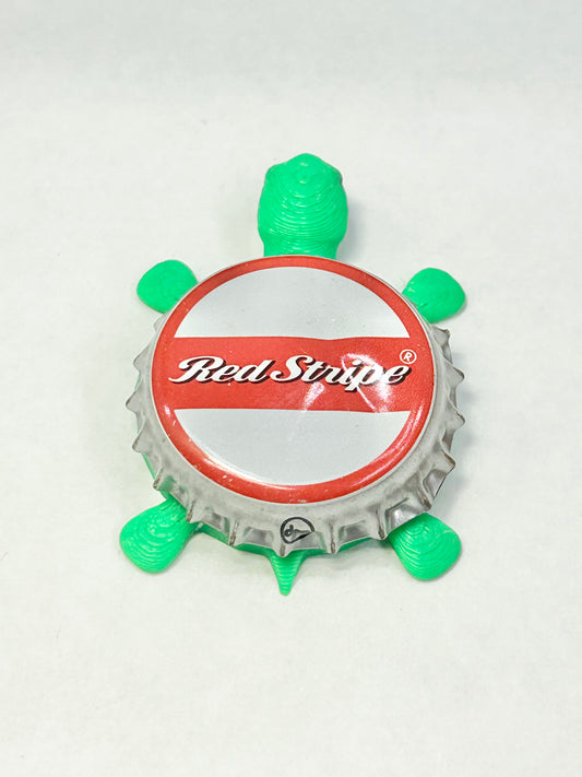 Red Stripe - Bottle Cap Magnet Turtle